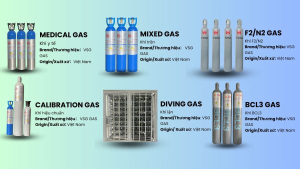 Danh sách các sản phẩm Khí công nghệ cao VSG GAS cung cấp
