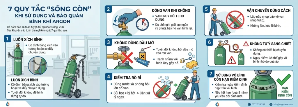 7 Quy Tắc Sử Dụng Và Bảo Quản Khí Argon