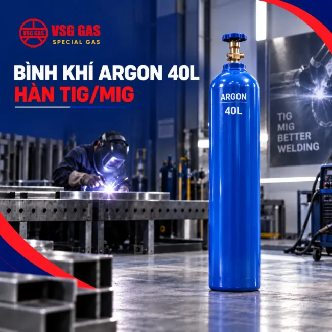Bình Khí Argon 40L Hàn TIG/MIG